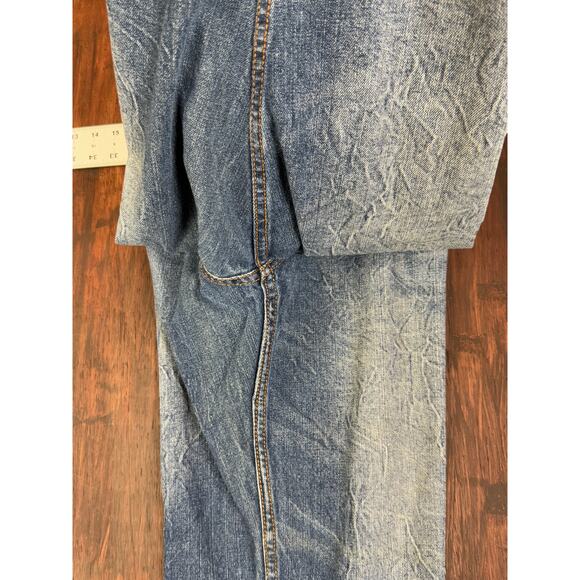 Tupac Makaveli Branded Wide Leg‎ Denim Jeans Blue Fade Y2K Vintage Mens 40x31.5 - Picture 6 of 11